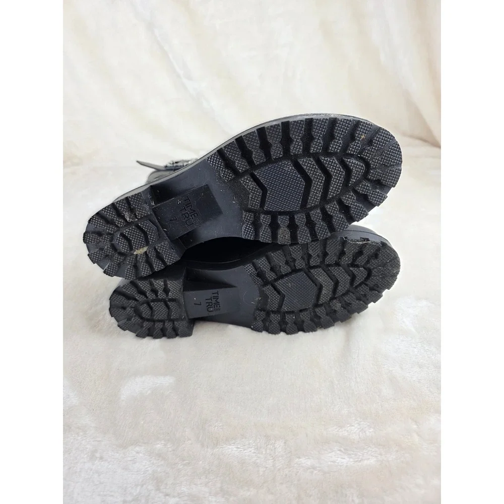 Time and Tru Womens Black Rubber‎ Buckle Rain Boots Size 7